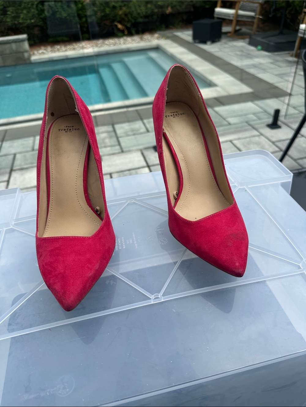 Zara Hot Pink Pointed-Toe Suede Pumps